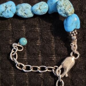 Genuine Turquoise Beads And Sterling Silver 925°In A Necklase.